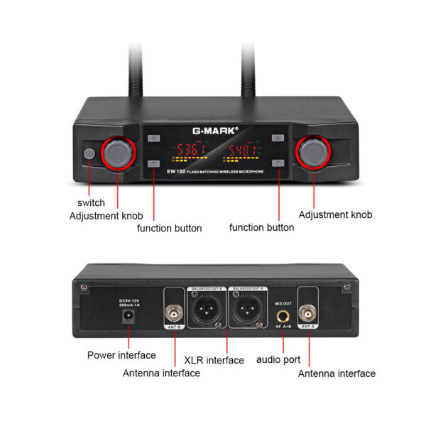 Wireless Microphon G-MARK EW100 Professional UHF Karaoke Handheld Mic Frequency Adjustable 50M For Party Show Stage Wedding
