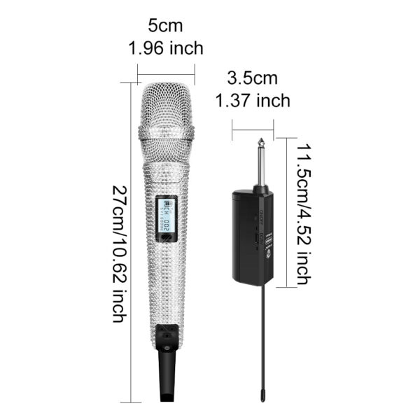 Diamond Microphone G-MARK SKM9000 Luxury sparkling Wireless Microphone Professional UHF Frequency Adjustable Studio Sound Metal Handheld Mic For Party Show Teaching Wedding