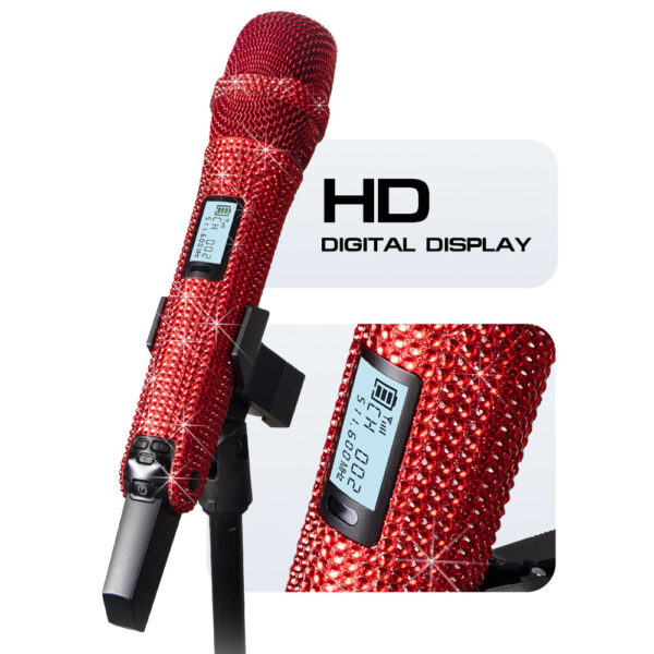 Diamond Microphone G-MARK SKM9000 Luxury sparkling Wireless Microphone Professional UHF Frequency Adjustable Studio Sound Metal Handheld Mic For Party Show Teaching Wedding
