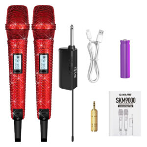Diamond Microphone G-MARK SKM9000 Luxury sparkling Wireless Microphone Professional UHF Frequency Adjustable Studio Sound Metal Handheld Mic For Party Show Teaching Wedding