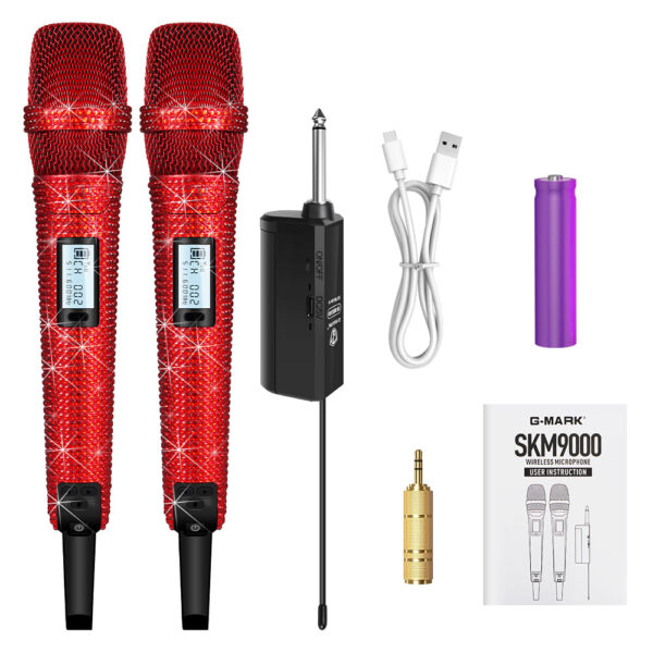 Diamond Microphone G-MARK SKM9000 Luxury sparkling Wireless Microphone Professional UHF Frequency Adjustable Studio Sound Metal Handheld Mic For Party Show Teaching Wedding