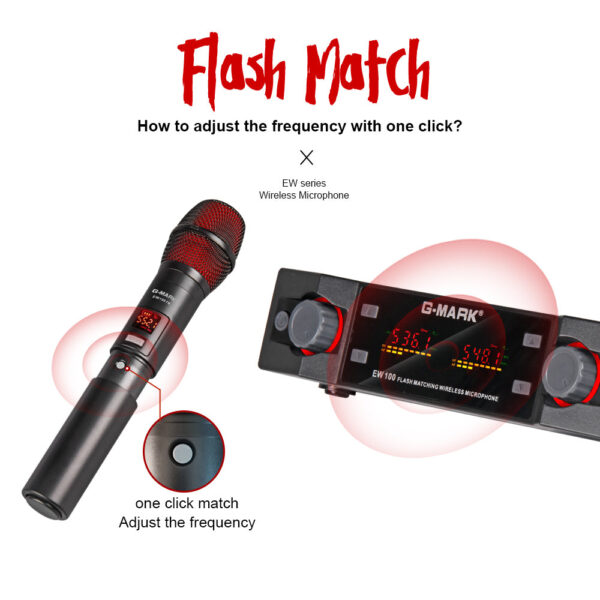 Wireless Microphon G-MARK EW100 Professional UHF Karaoke Handheld Mic Frequency Adjustable 50M For Party Show Stage Wedding