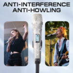 Diamond Microphone G-MARK SKM9000 Luxury sparkling Wireless Microphone Professional UHF Frequency Adjustable Studio Sound Metal Handheld Mic For Party Show Teaching Wedding